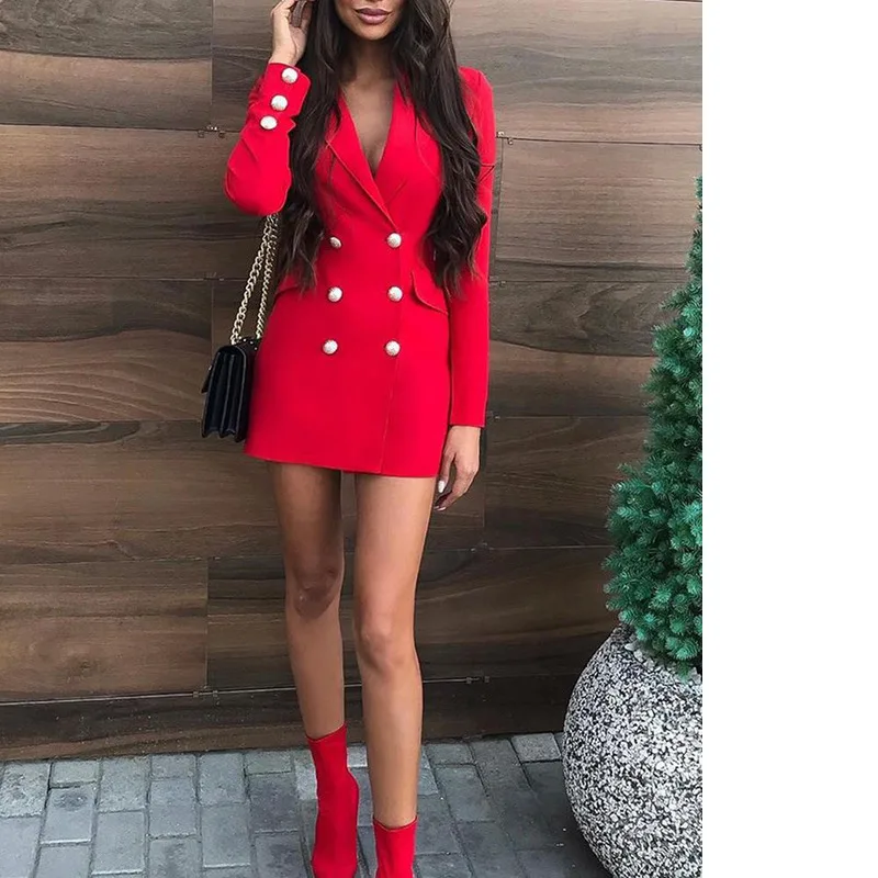 Women's Short Skirt Set Commuter Holiday Comfortable Casual Dress Long Sleeve Red Dress Fall Vacation Professional Business Wear