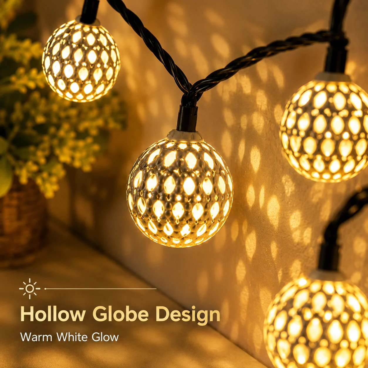 Christmas Solar String Lights Moroccan Globe Ball 5M/20LED 6.5M/30LED Warm White 8 Modes Auto On for Garden Patio Fence Party De