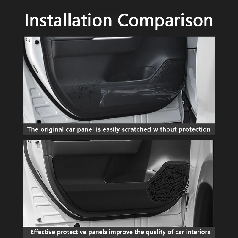 Car Door Anti-Kick Pad For Toyota Highlander 2009-2025 Leather Anti-dirty Sticker Trim Kit Side Door Protector Car Decoration