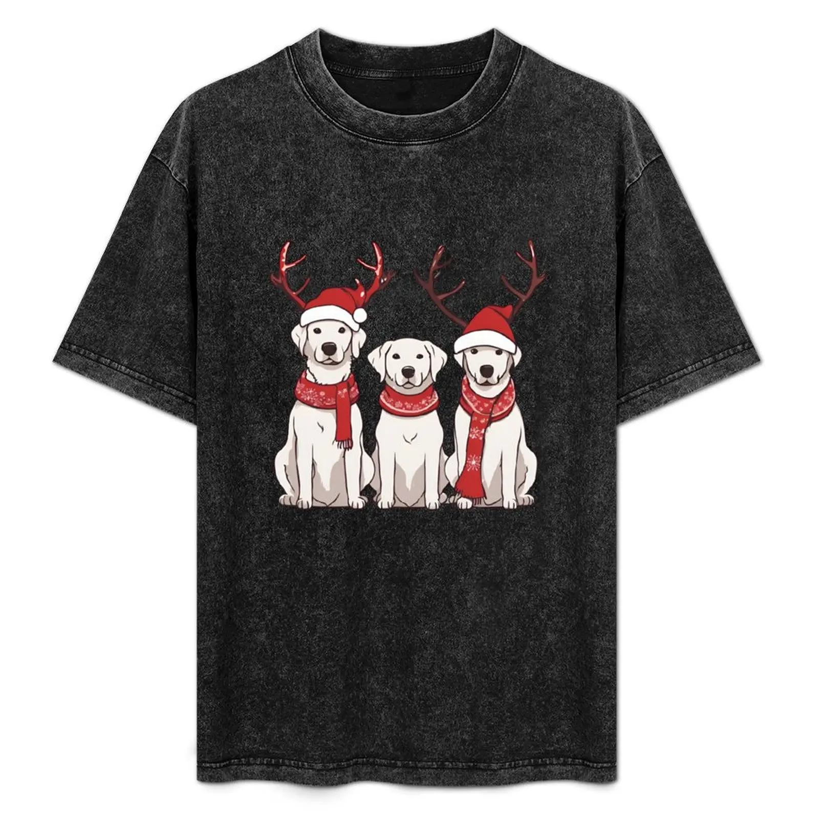 Festive Kuvasz – Camiseta con estampado navideño, talla grande, informal, de manga corta