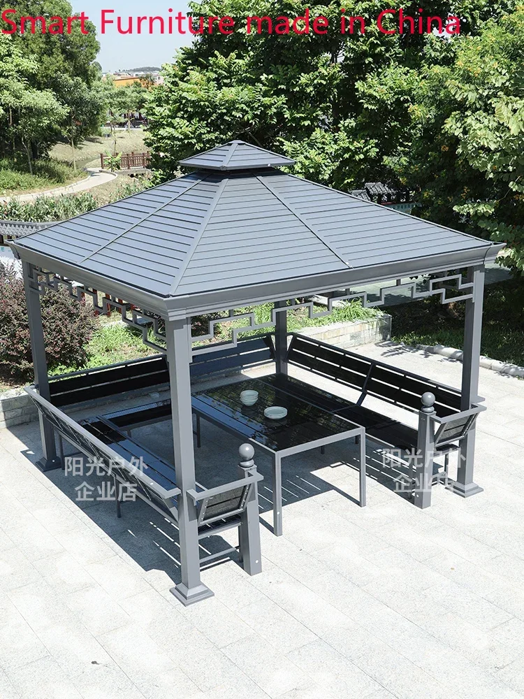 Outdoor awning, courtyard, pavilion, tables and chairs, outdoor leisure tent, aluminum alloy villa balcony, Chinese style