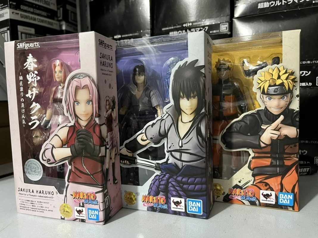 

Original Bandai SHFiguarts Naruto Action Figures Naruto: Shippuden Sasuke Sakura Uchiha Madara Model Figurine Movable Dolls Gift