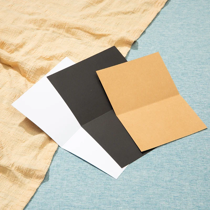 20 Stück Kraftpapier, weiß, leere Grußkarte, Retro, einfach, faltbar, halb faltbar, leere Grußkarte, DIY-Karte – Detail 1