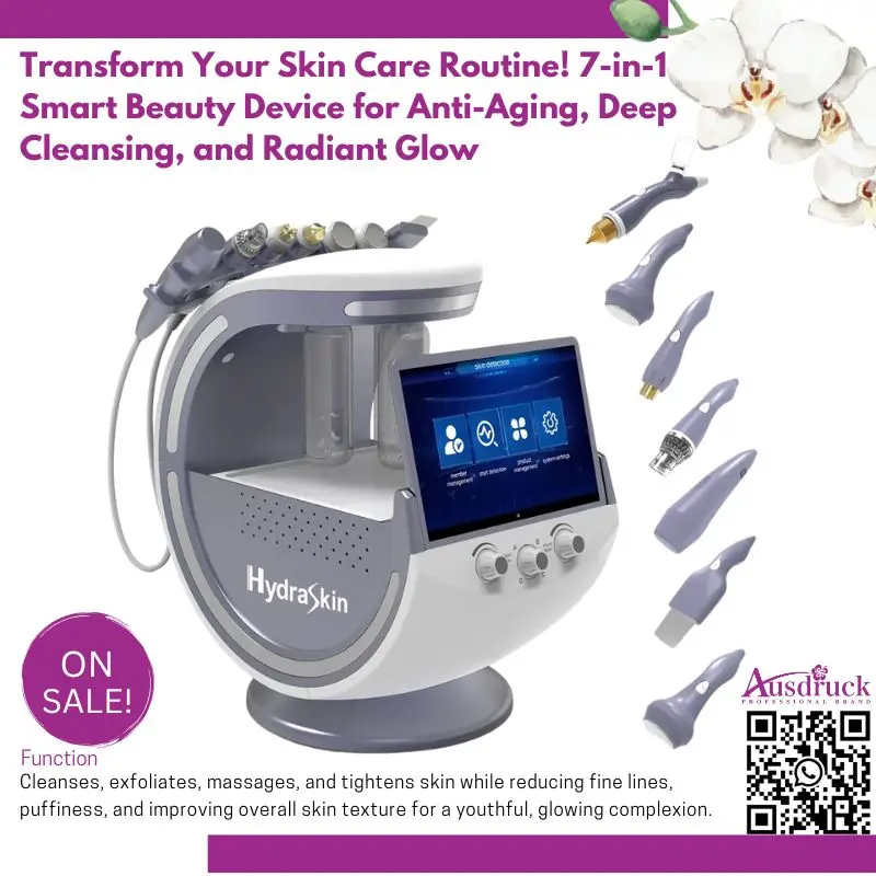 

7 in 1 Professional Smart Facial Beauty Machine Skin Hydra Lifting Cleaning Device with Skin Analyzer for Home Salon Use