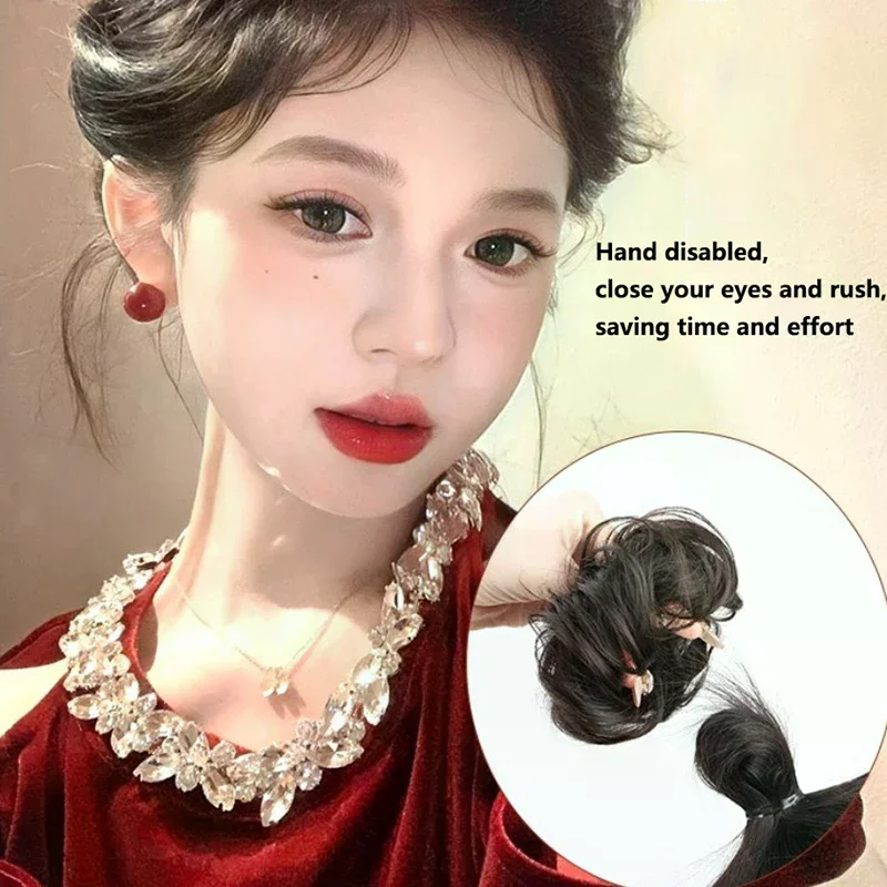 Synthetic Hair Bun Fluffy Curly Lifelike Wig Elastic Ponytail Hairstyling Fixator Hair Extensions For Women