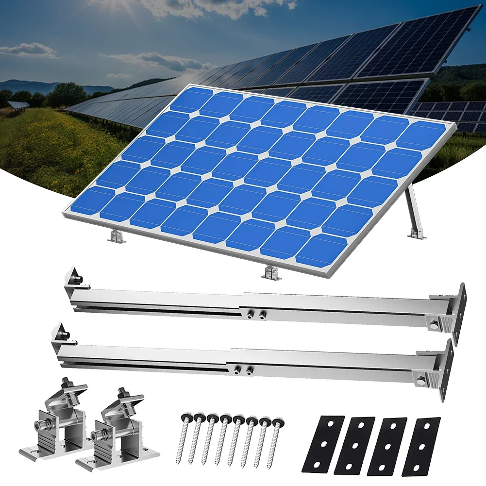 

Solar Panel Foot Mount Aluminum Adjustable Solar Panel Tilt Mount Brackets 15-30 Degrees Roof RV Flat Surface Mounting Set