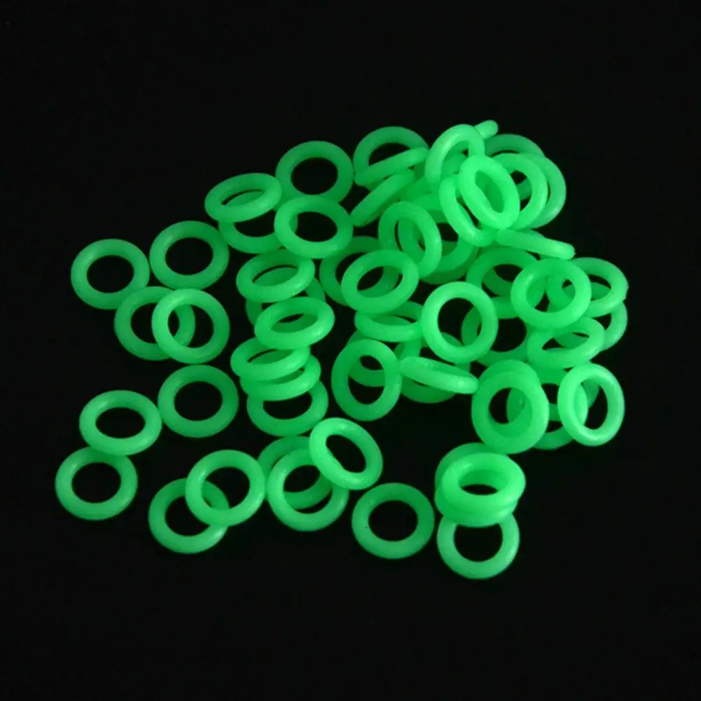 50Pcs Tent Stakes Rings Elastic Fluorescent O-ring Ground Pegs Rings Glow In the Dark Fishing Warning Rings Tent Accessories