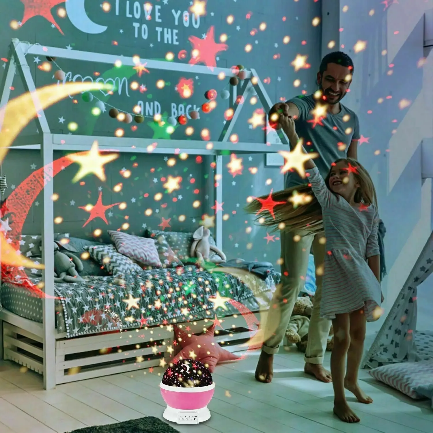 ليلة مصباح العارض السماء المرصعة بالنجوم ليلة كشاف ضوئي الطفل مصباح ديكور الدورية النجوم الحضانة القمر غالاكسي العارض الجدول الخفيفة