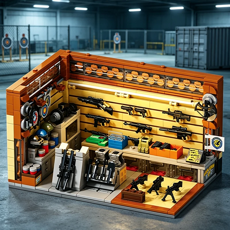 626PCS Gun Shop Model Building Blocks Street Scene Store Model Bricks Desktop Ornament Wargame Fans Holiday Gift DIY Puzzle Toy