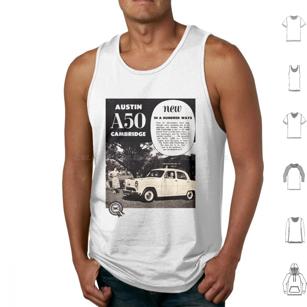 Austin A50-Advert Tank Tops Vest Sleeveless Austin British Motor Corporation Westminster Morris Metropolitan Princess