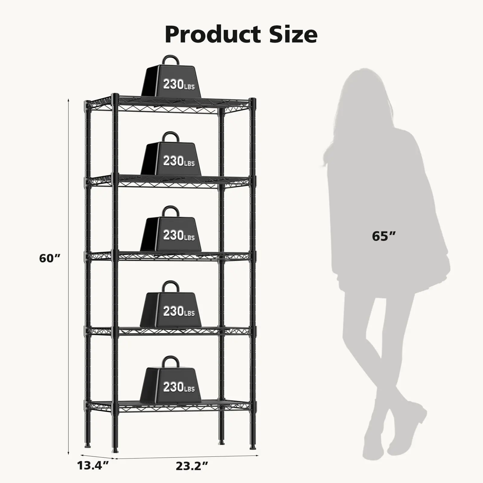 JHK 3-5 Tier Metal Wire Storage Shelves Adjustable Storage Racks Heavy Duty Standing Shelf Organizer for Living Room and Kitchen