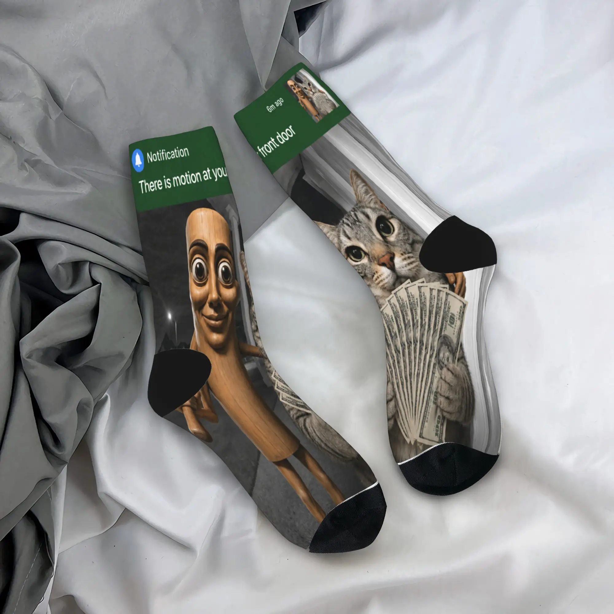 Couple Socks There is Motion at Your Front Door Tung Tung Tung Sahur Cat  Stockings Anti Socks Autumn Vintage Skateboard Socks