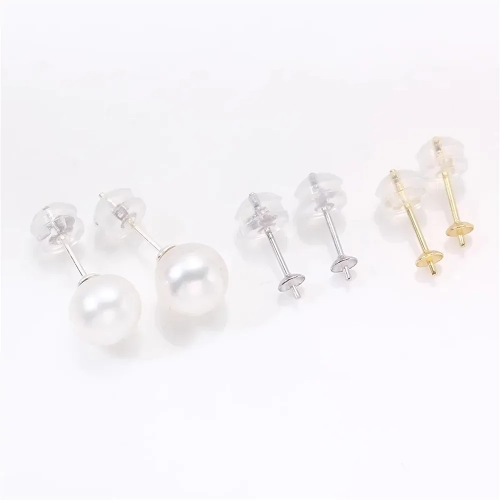 

Серьги из стерлингового серебра 925 пробы с жемчугом, принадлежности для самостоятельного изготовления ювелирных изделий, пустые стойки для сережек для аксессуаров ручной работы, без жемчуга