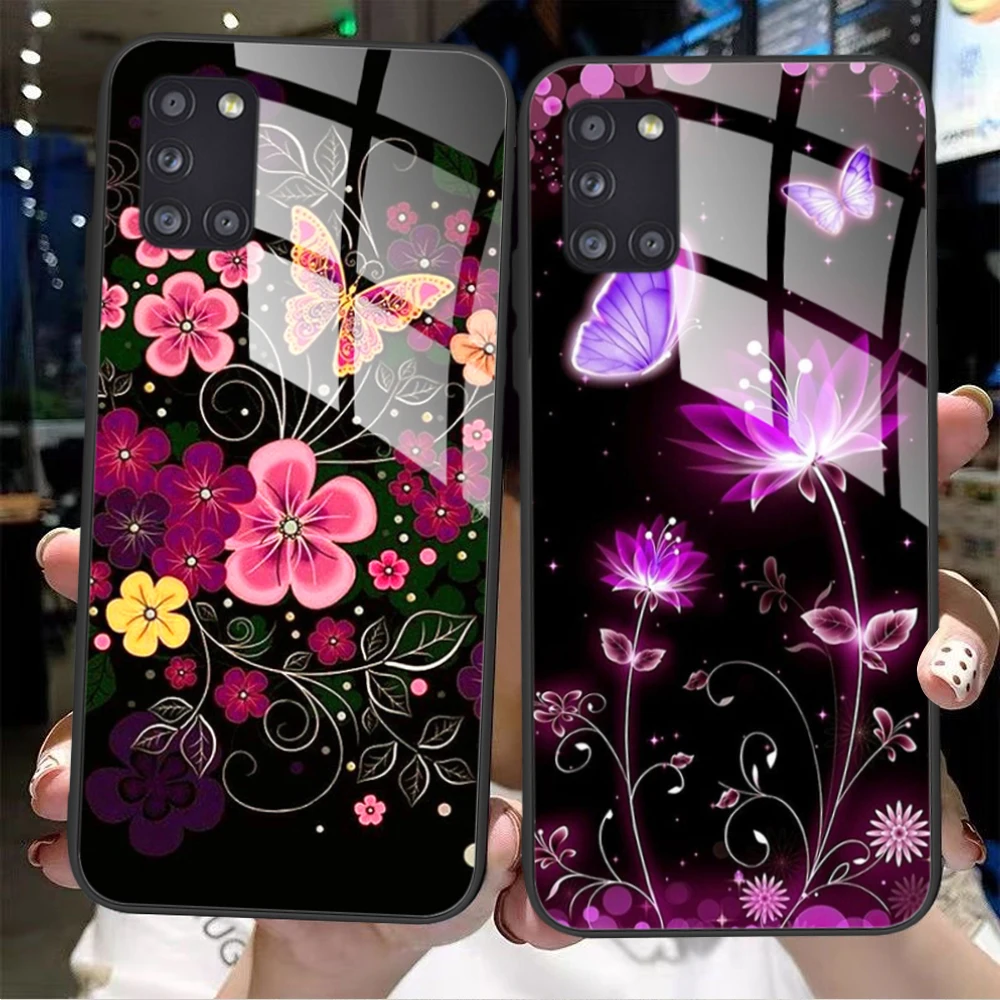 For Samsung A51 A71 A31 Case Fashion Tempered Glass Case Funda Silicon Back Phone Cover For Samsung Galaxy A 51 71 31 Coque Para