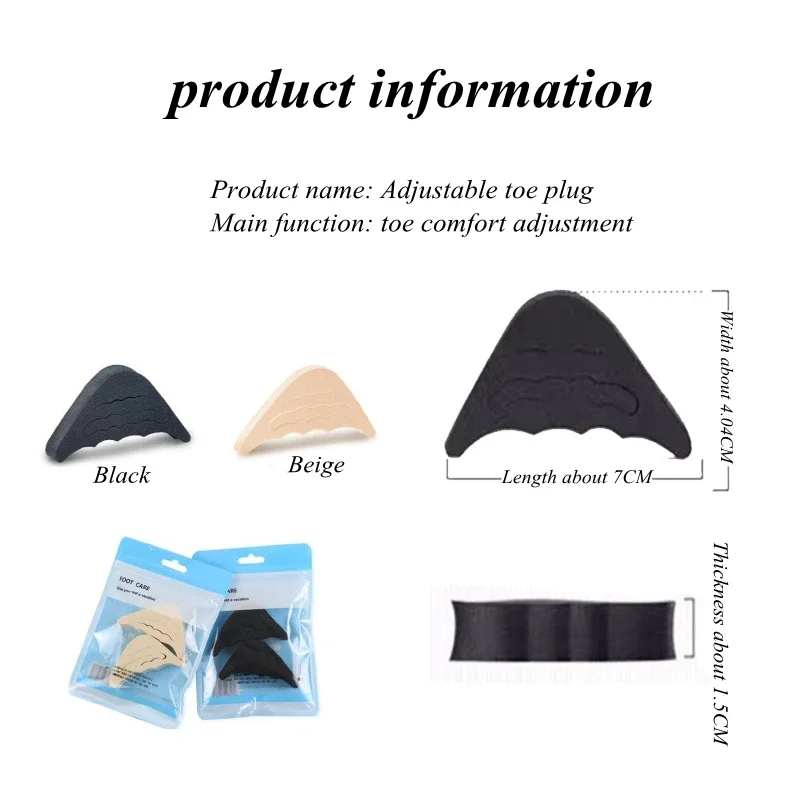 2Pair Women High Heel Toe Plug Insert Shoe Big Shoes Toe Front Filler Cushion Pain Relief Protector Adjustment Shoe Accessories