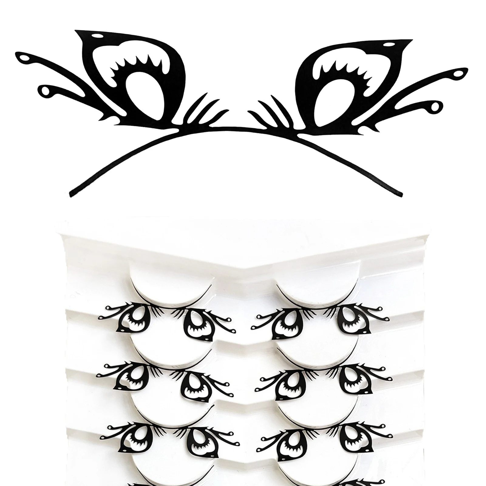 Halloween cílios postiços fantasma crânio mangá tira completa cosplay cílios diy lash clusters maquiagem festa traje acessórios