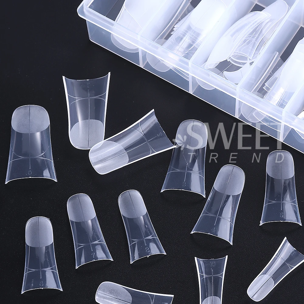 120 pz/scatola NUOVA Forma di Anatra Doppia Forme Forme di Estensione Del Chiodo Falso Consigli Costruzione Rapida Sistema di Unghie In Gel Copertura Completa Top Stampo Strumento