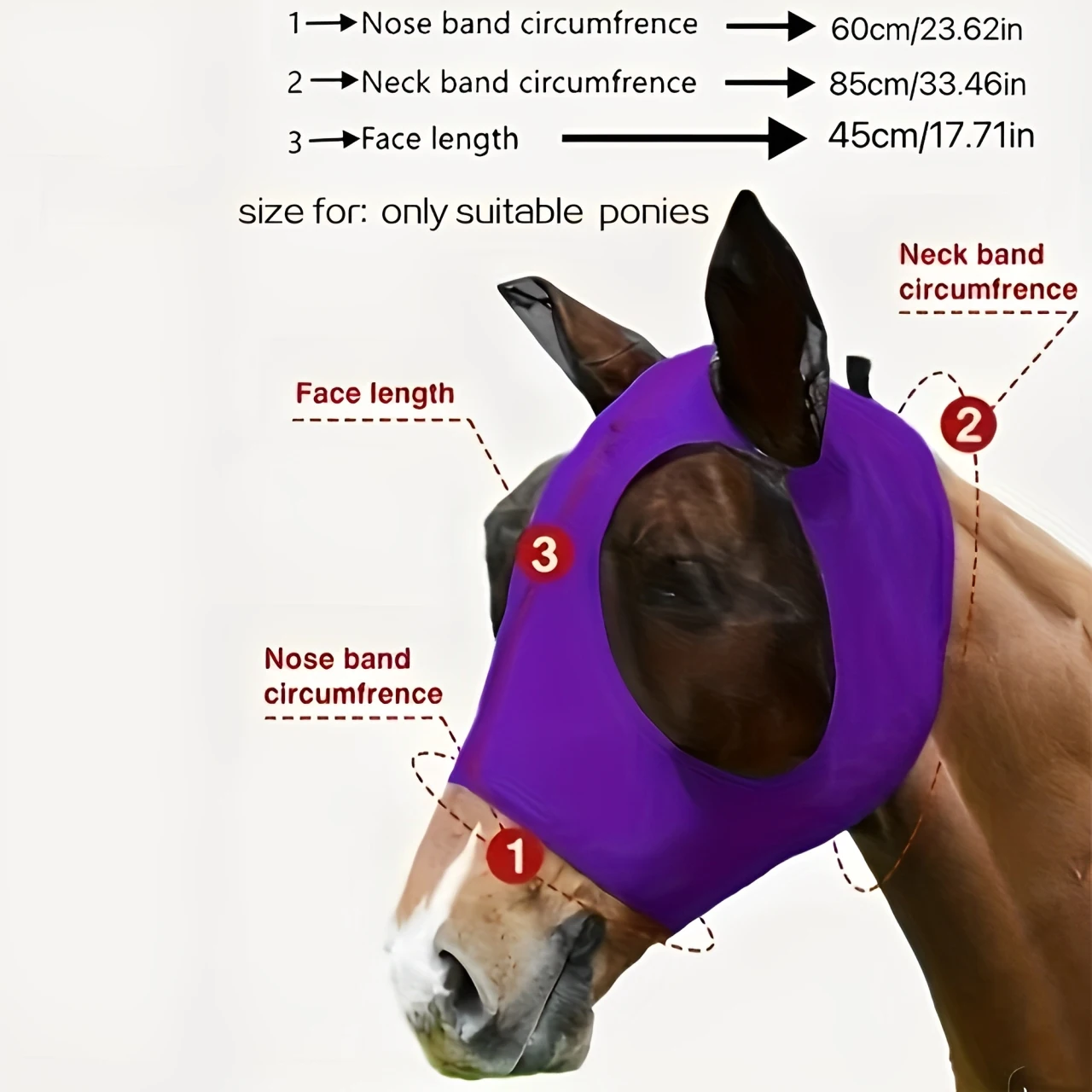 قناع وجه لحماية ذباب الفروسية، معدات حماية رأس شبكية محبوكة مرنة قابلة للتنفس للخيول ضد الذباب والبعوض #4