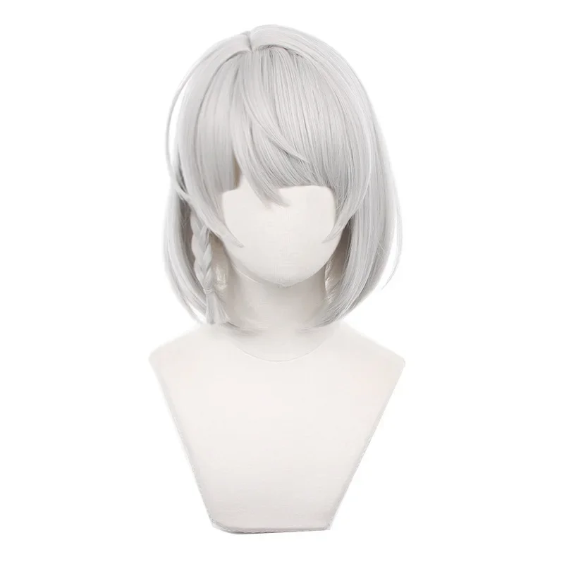 Anby Demara Cosplay Wig Game Zenless Zone Zero 32cm Short Straight Silver White Heat Resistant Synthetic Halloween Party Wigs