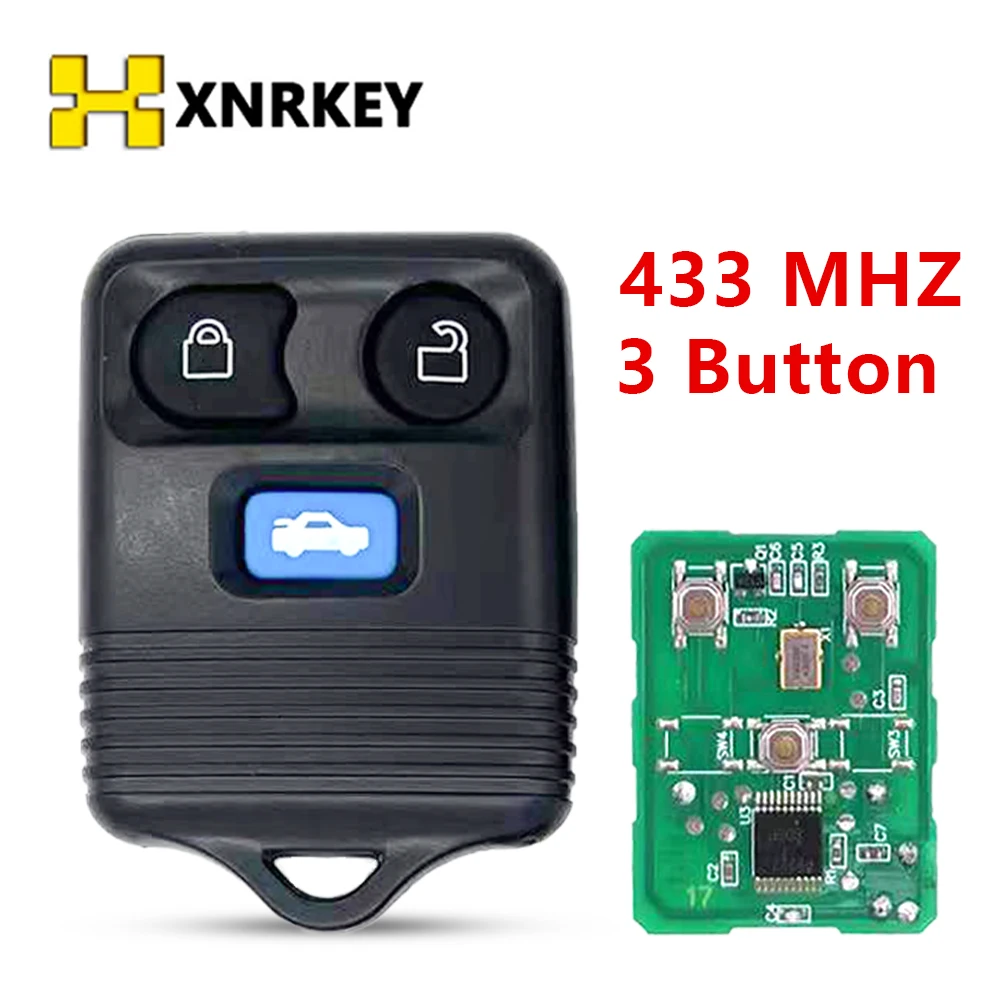 XNRKEY 3 Button 433MHz Car Keyless Entry  For Ford Transit MK6 Connect 2000-2006 Smart Car Remote Key