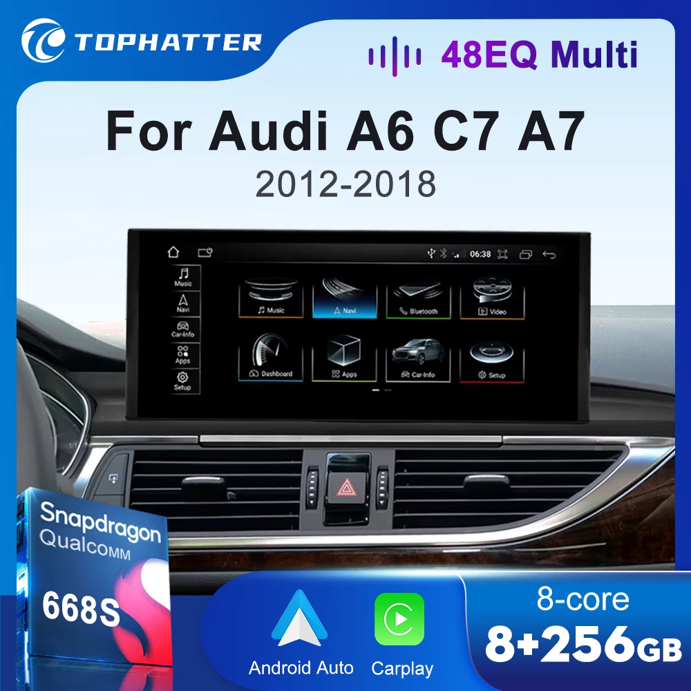 

12,3-дюймовый автомобильный радиоприемник для Audi A6 C7 A7 S6 RS6 CarPlay Android Auto Multimedia Player Screen Navi Display Qualcomm 668S Head Unit