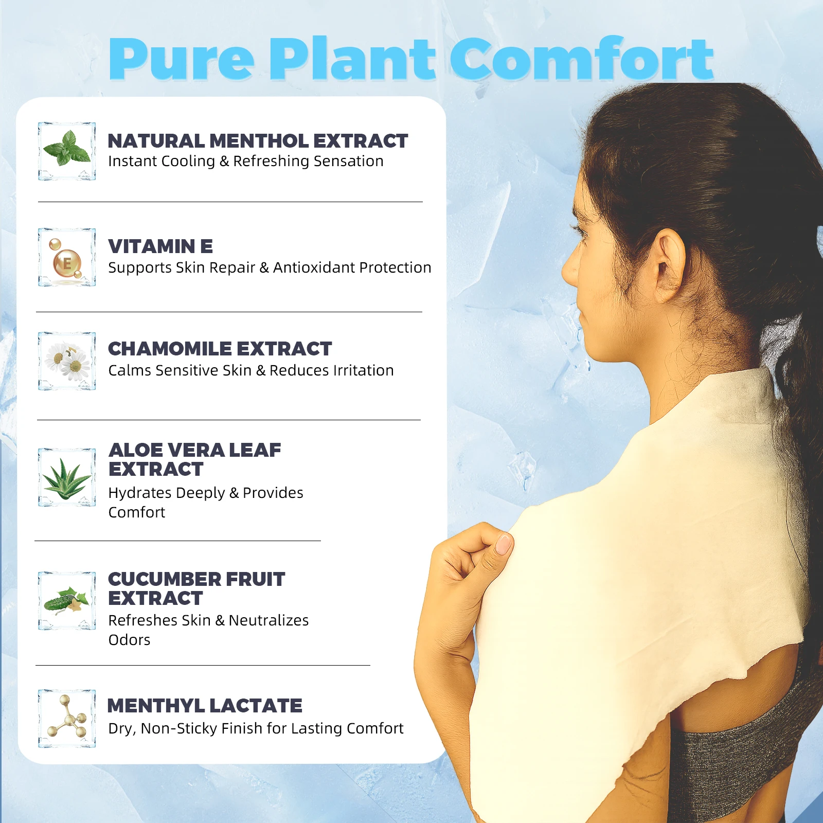 15-piece extra-large cool body wet wipes, suitable for hot weather, 10-inch x 24-inch (approximately 25.4 cm x 60.9 cm