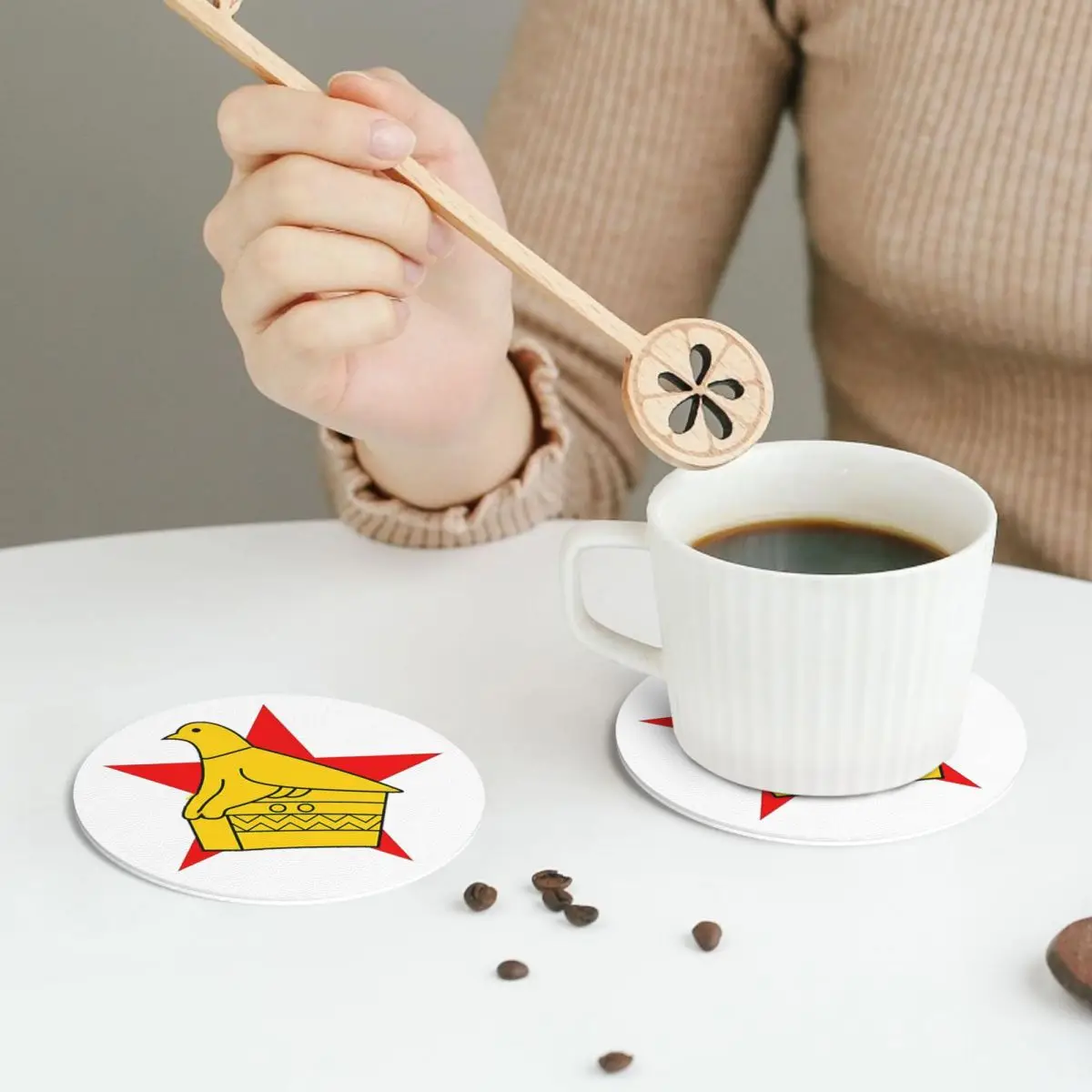 

Доска для крикета Зимбабве, наклейки на заказ, подставки, кожаные салфетки, изоляционные кофейные коврики для дома, кухни, обеденные подушечки, набор из 4 шт.