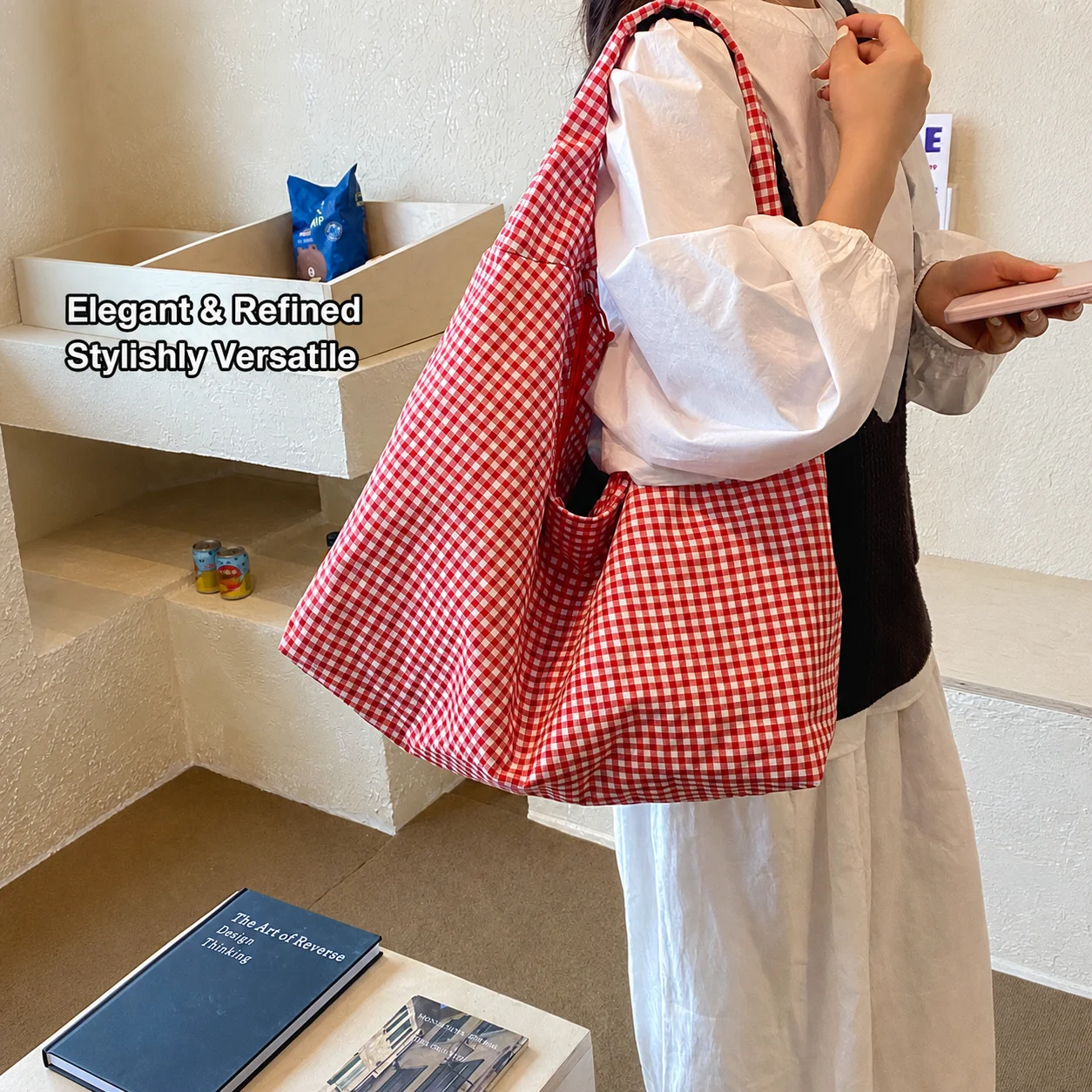 Women'S Tote Bag Check Pattern Check Pattern Handbag Large Capacity Tote Versatile Daily Commute Bag For Fashion Accessory Daily