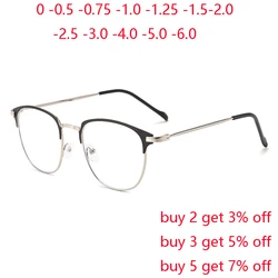 Metal Polygon Frame Resin Minus Lens Prescription Glasses With Cylinder Literary Women Men Nearsighted Glasses 0 -0.5 -1.0 To -4