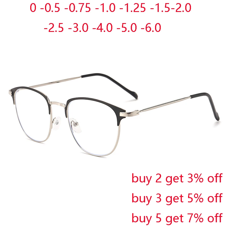 Metal Polygon Frame Resin Minus Lens Prescription Glasses With Cylinder Literary Women Men Nearsighted Glasses 0 -0.5 -1.0 To -4