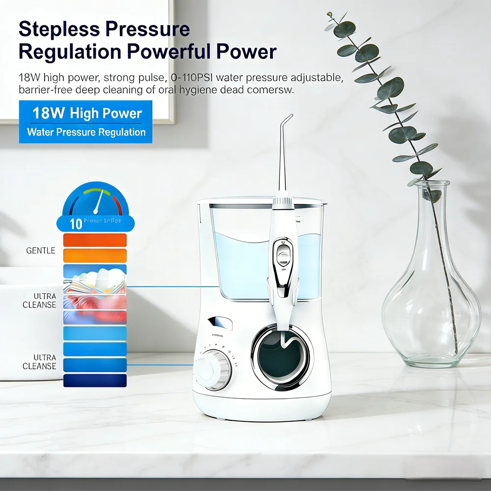 

10 Modes Professional Dental Water Flosser 5 Nozzles Electric Oral Irrigator for Fresher Breath All Day