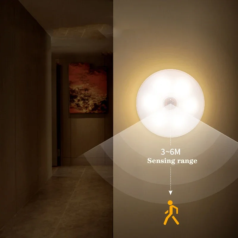 USB Rechargeable Led Night Light PIR Motion Sensor Under Cabinet Lights For Home Wall Lamp Wardrobe Light Kitchen Stairs Light