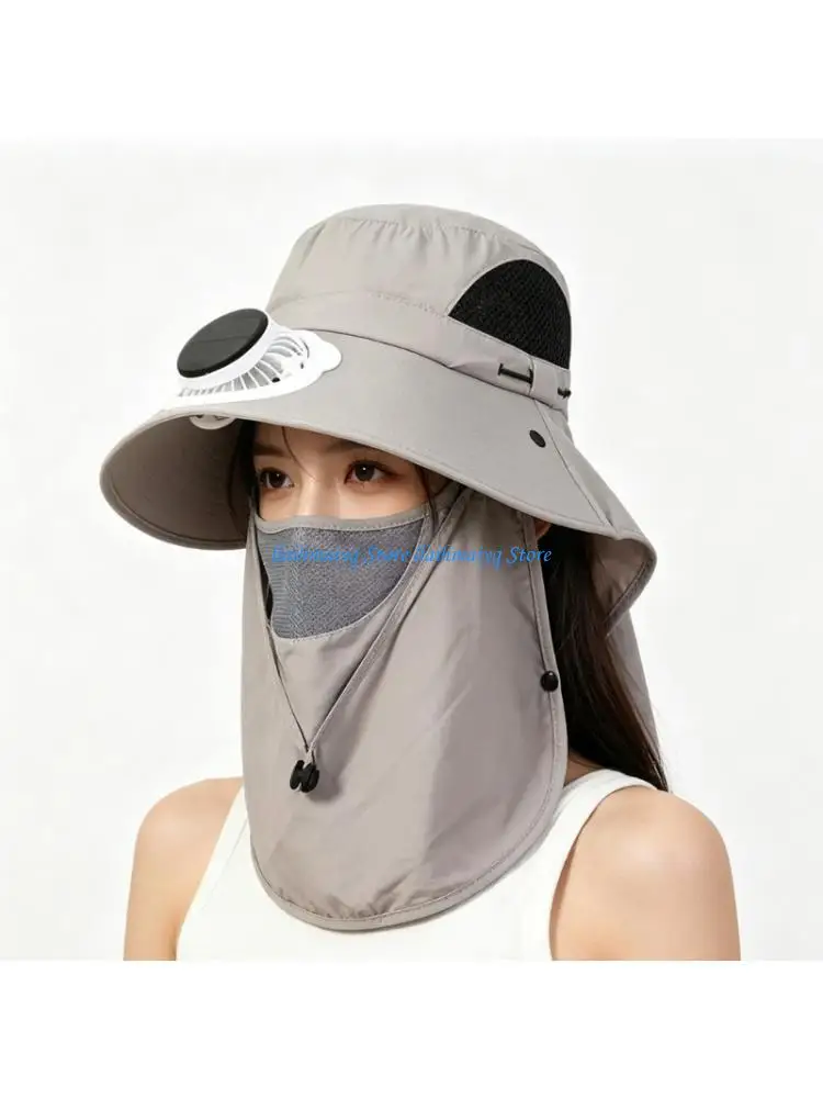 573B Breathable Solar Fan Hat Adjustable Size Sunscreen Headwear For Men Women Kids
