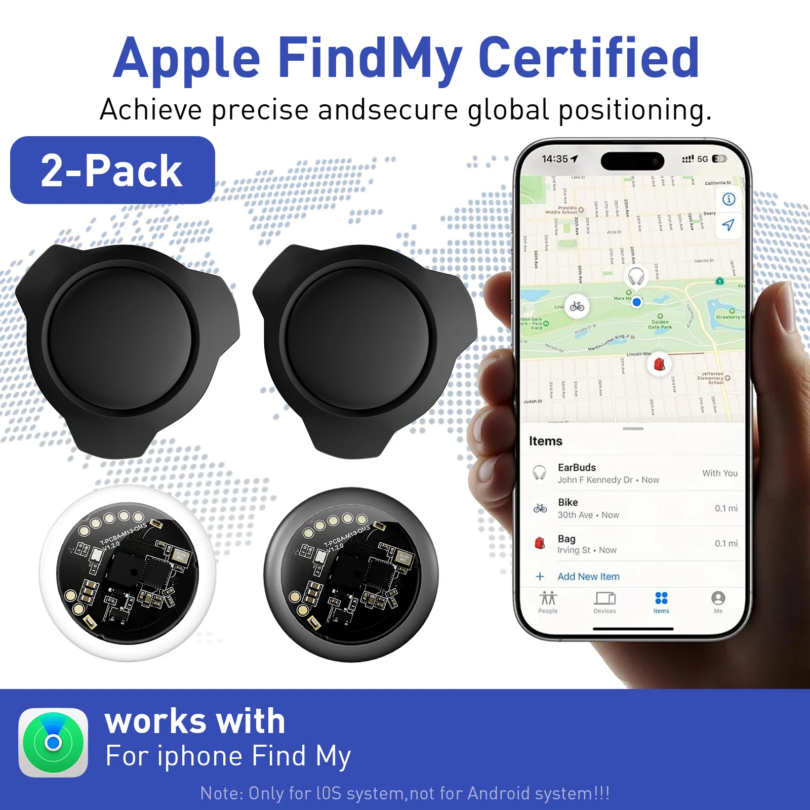 2 Pack Magnetic Protective Case Smart Tracker with Silicone Cover Bluetooth Locator for IOS Find My