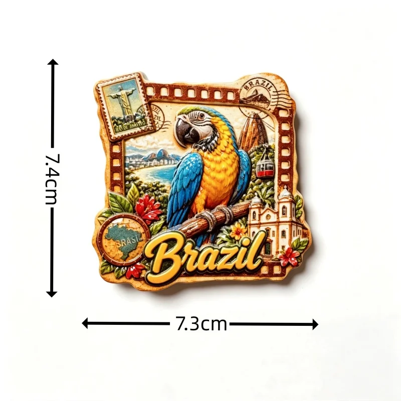 Brazil Rio 3D Resin Fridge Magnet Christ Redeemer Toucan Scenery Travel Souvenir Refrigerator Magnet Home Decor Holiday Gift