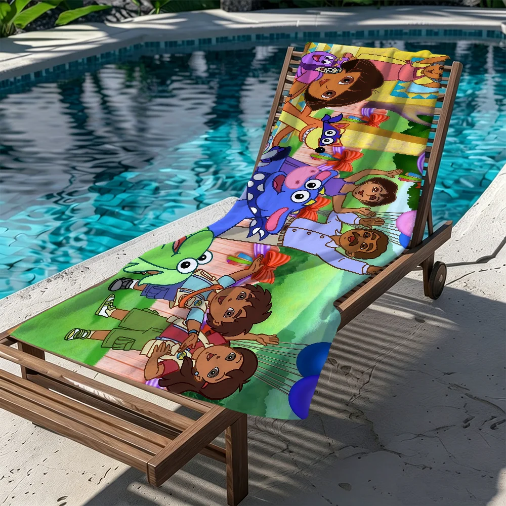 D-dora cute anime Towel Large Quick-Drying E-explorer-r Microfiber soft Beach Towel for Travel Fitness Sauna Bathing Camping