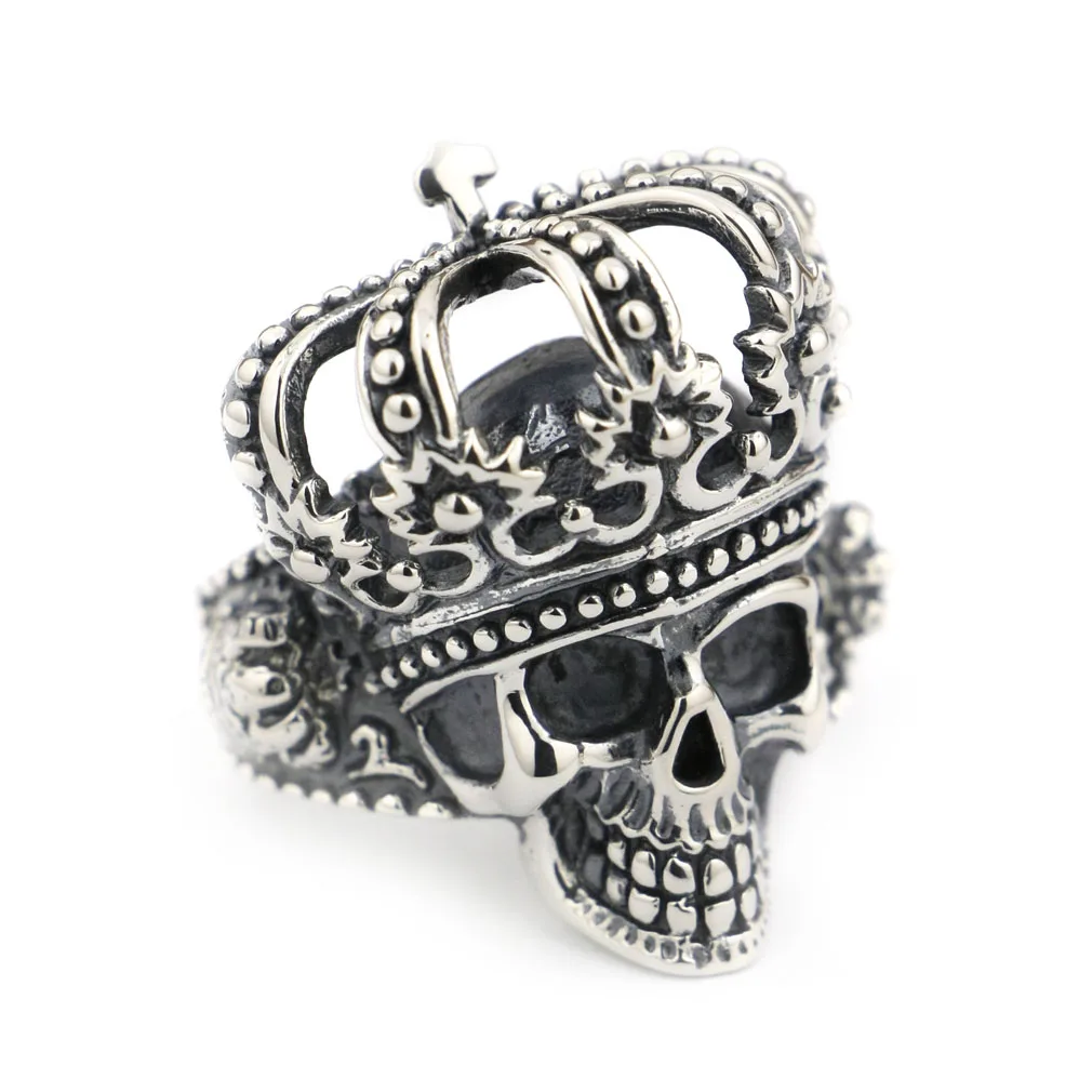 

King Skull Crown 925 Sterling Silver Biker Ring 9W003 US Size 7 to 15