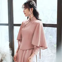 2026 chinese traditional vintage qipao dress set retro lady cheongsam chiffon women graceful wedding party vestido dress a363