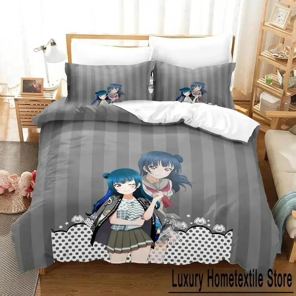 3D Print Anime LoveLive! Sunshine! Bedding Set Duvet Cover Bed Set Quilt Cover Pillowcase Comforter king Queen Size Boys Adult