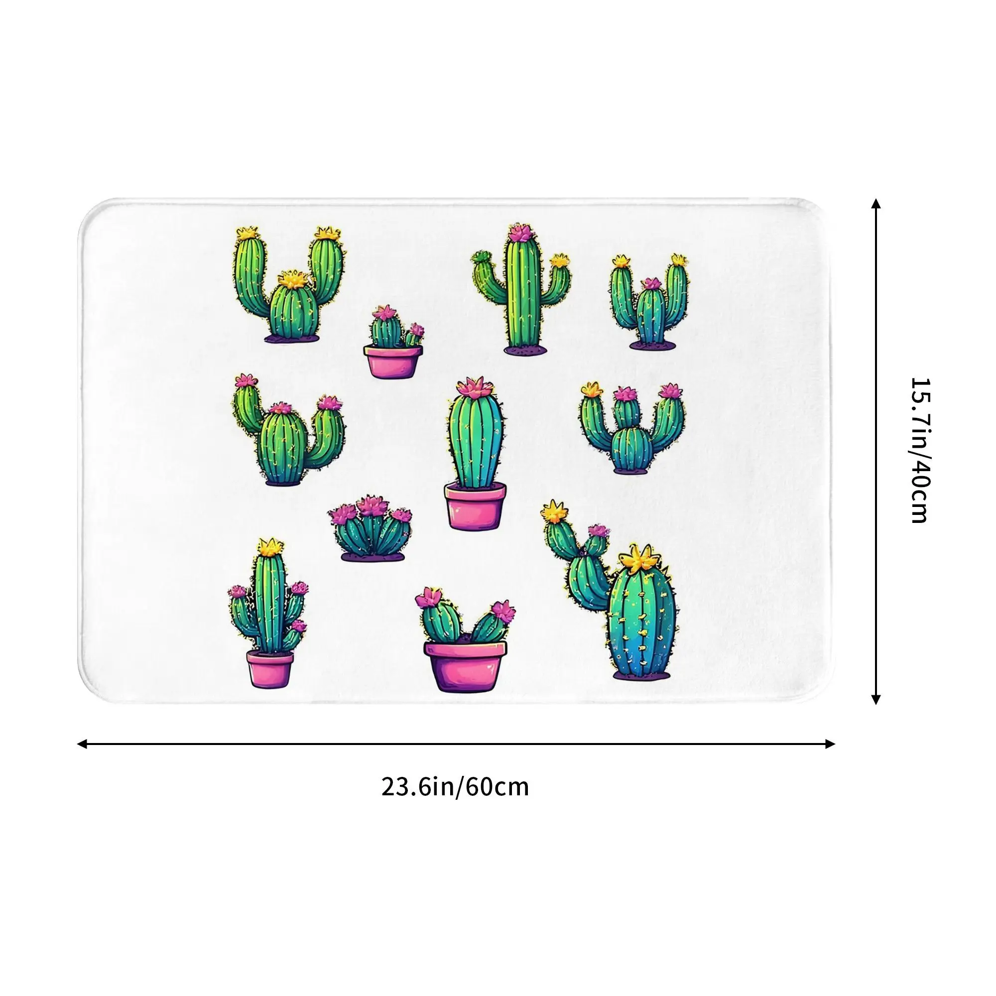 Cactus Bundle Pattern Pixel Art Non-slip Doormat Floor Mat Carpet Rug for Kitchen Entrance Home Bathroom Footpad Mats