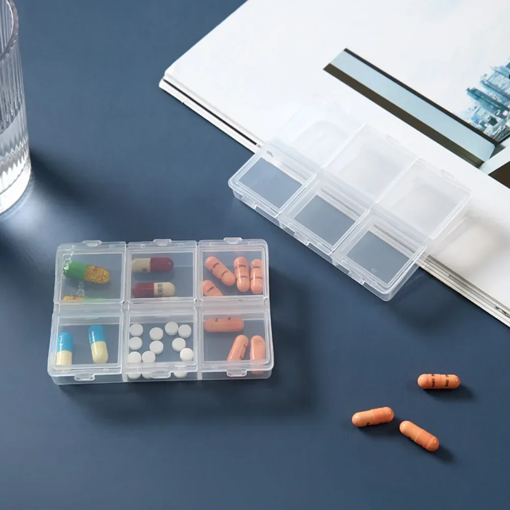 Pill Storage Box 6 Cells Medicine Box Weekly Tablet Holder Storage Organizer Container Case Pill Box Case for Travel