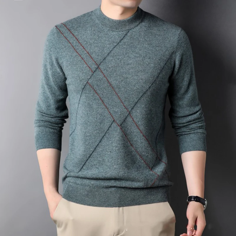 2023 New Fashion Brand Knit High End Designer Winter Wool Pullover Black Sweater For Man Cool Autum Casual Jumper Mens Clothing