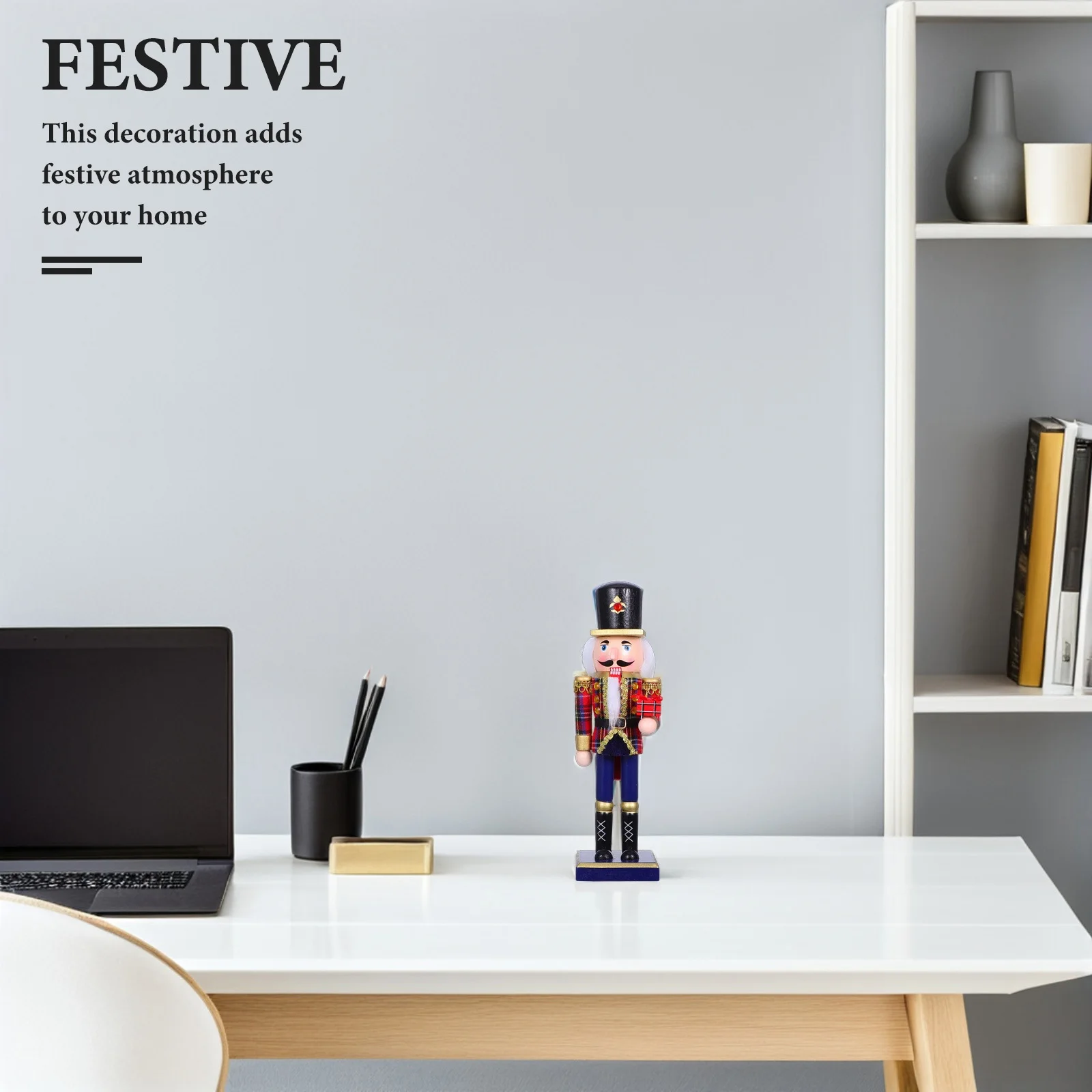 

Wooden Nutcracker Soldier Decoration 25cm Christmas Figurine Festive Ornaments Classic Shelf Decor Traditional Craftsmanship