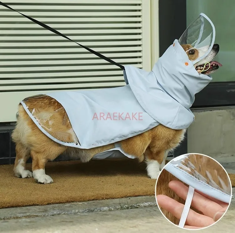 Corgi raincoat waterproof medium-sized dog small dog clothing pet exclusive full bag belly pocket dog poncho