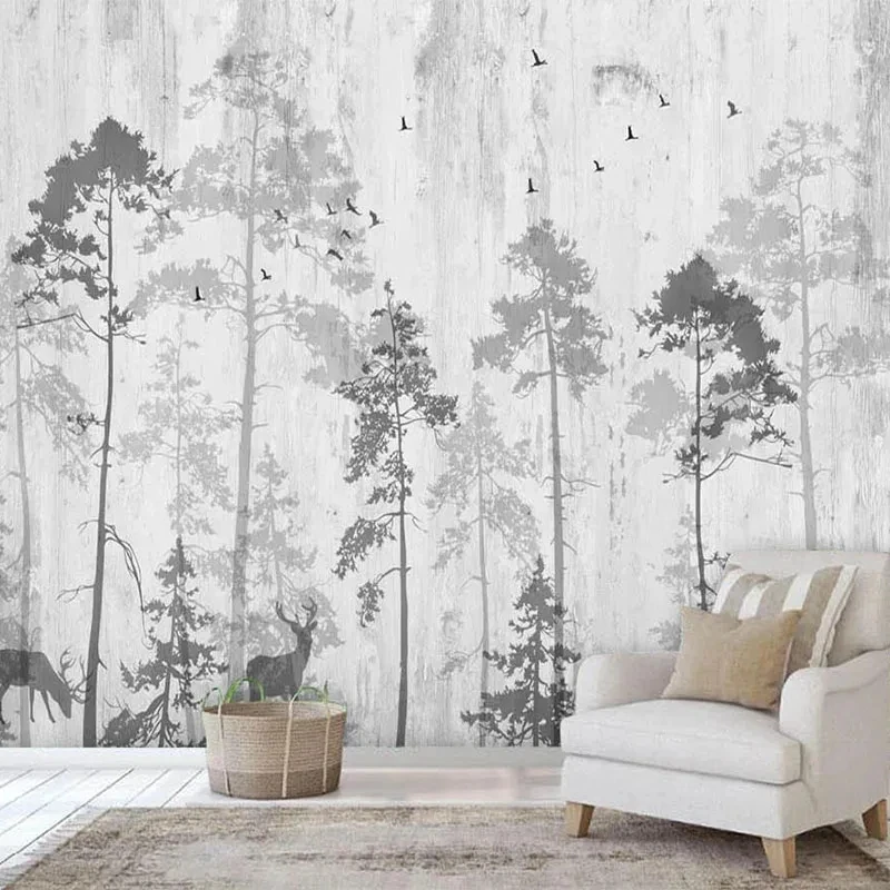 3D Hand-painted Custom Photo Mural European Style Forest Tree Pattern Wallpaper For Living Room Bedroom Background Painting