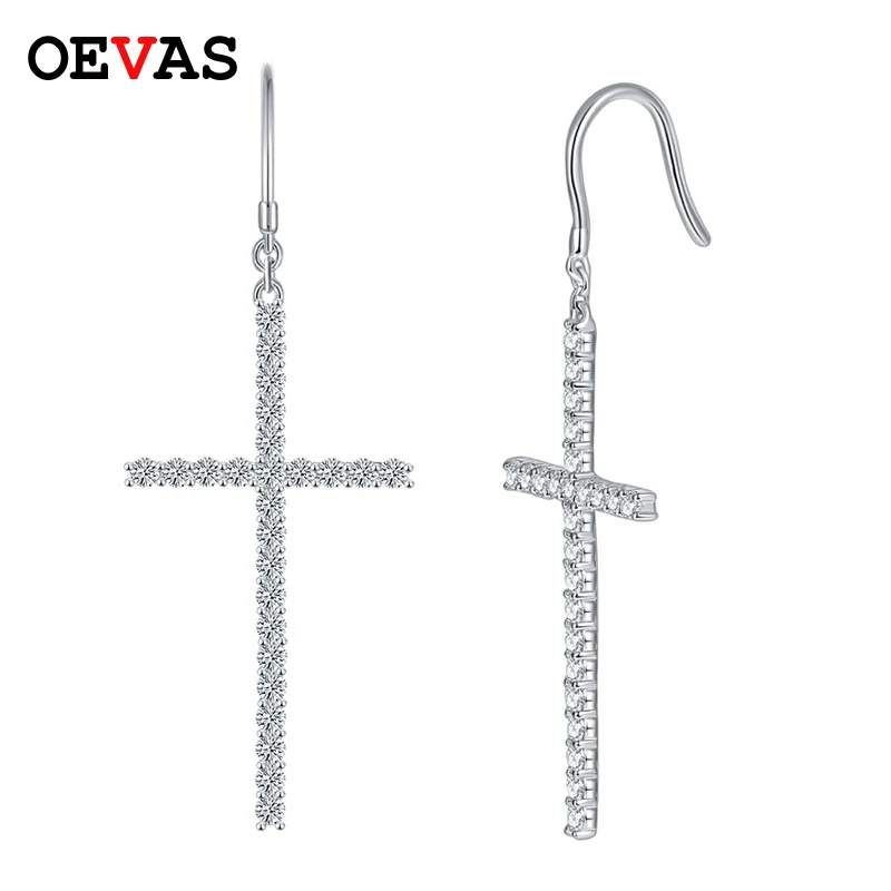 OEVAS-pendientes cruzados de moissanita para mujer, 1,8mm, 100% Plata de Ley 925, diamante, regalo de fiesta de compromiso de boda, joyería fina