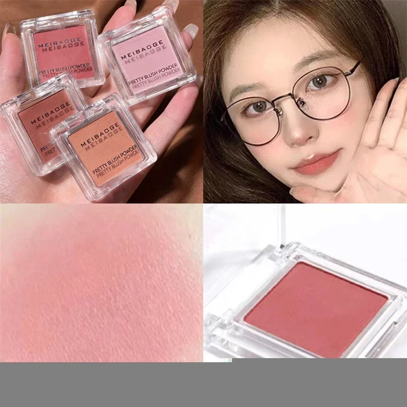 Paleta de blush fosco, blush perolado, sombra brilhante, pêssego, vermelho, paleta de maquiagem feminina, matiz de bochecha, à prova d'água, cosméticos