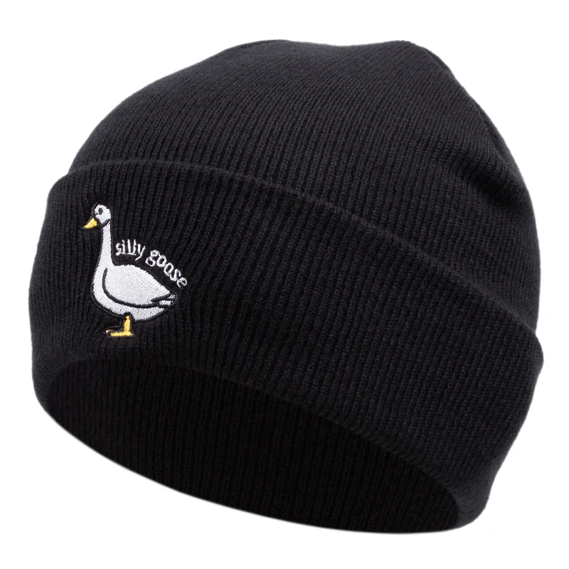 Silly goose embroidery Knit Hat winter keep Warm beanie men women Outdoor casual hip hop hat