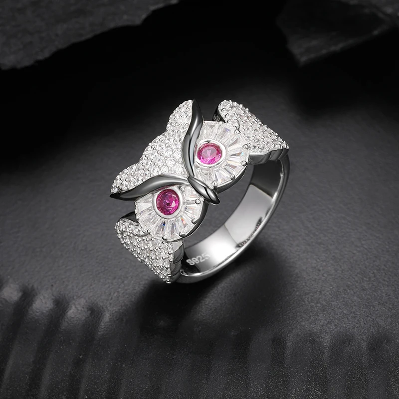 D Color Moissanite Diamond owl eyes Rings For Man and Women S925 Sterling Silver 18k Plated GRA Certified Hip Hop Custom Jewelry