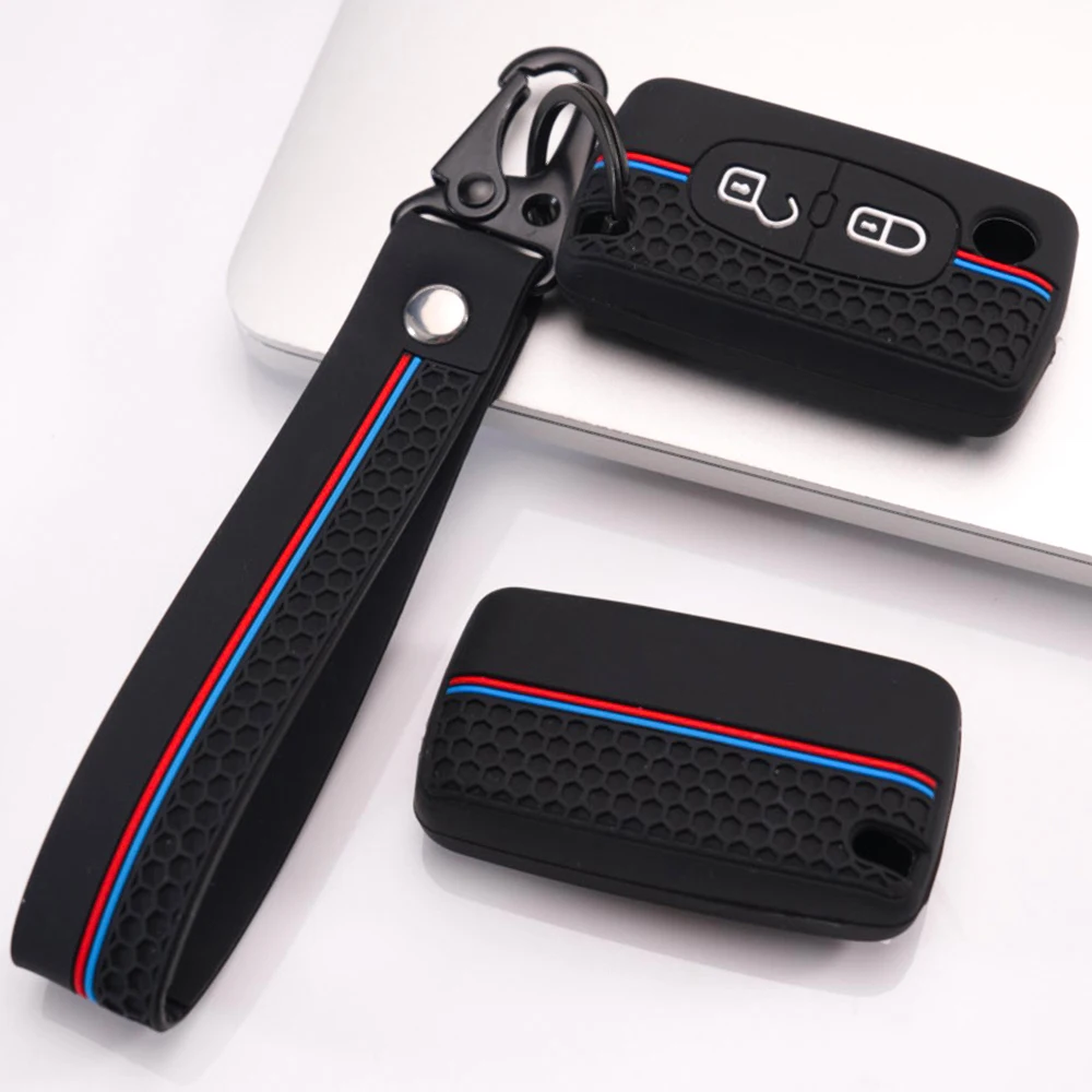 Protective Key Cover With Chain For Peugeot 107 206 207 307 308 407 607 807 3008 5008 Partner Expert For Citroen C2 C3 C4